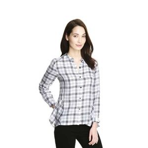 Back Peplum Plaid Blouse